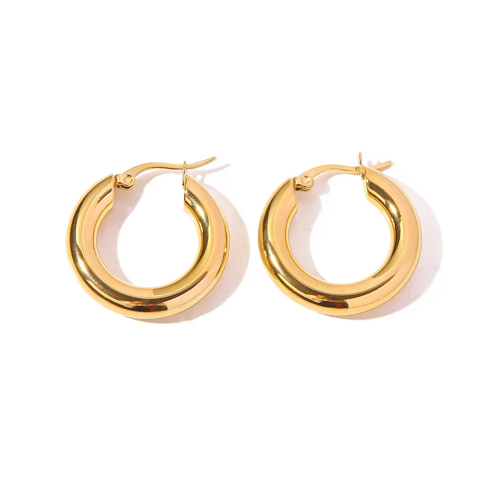 Uworld Stainless Steel Water Drop Big Stud Earrings Chunky Waterdrop Open Hoops Earrings for Women Girls Trendy Jewelry