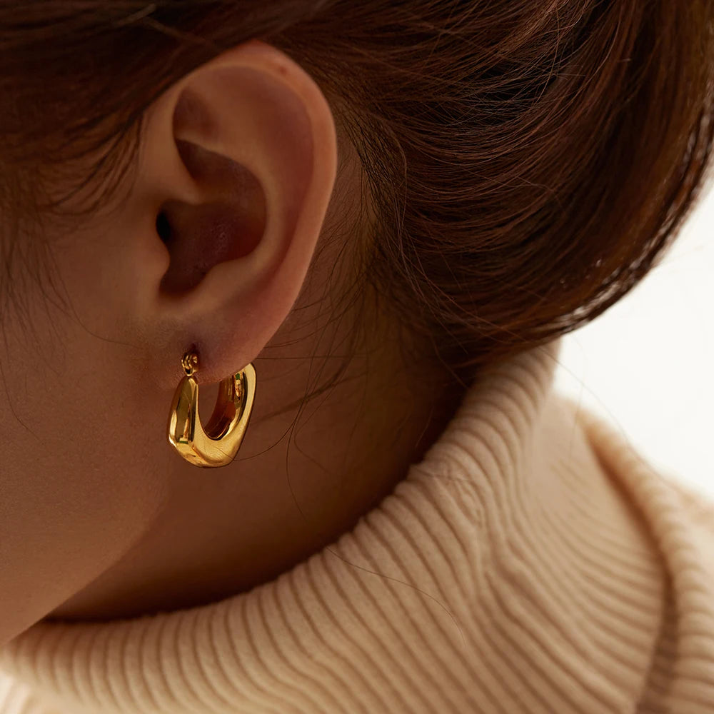 Uworld Stainless Steel Water Drop Big Stud Earrings Chunky Waterdrop Open Hoops Earrings for Women Girls Trendy Jewelry