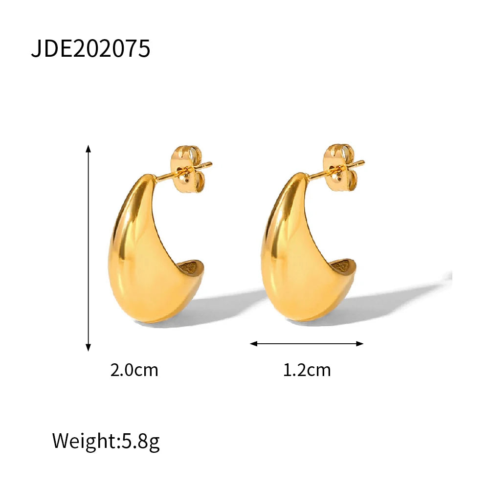 Uworld Stainless Steel Water Drop Big Stud Earrings Chunky Waterdrop Open Hoops Earrings for Women Girls Trendy Jewelry