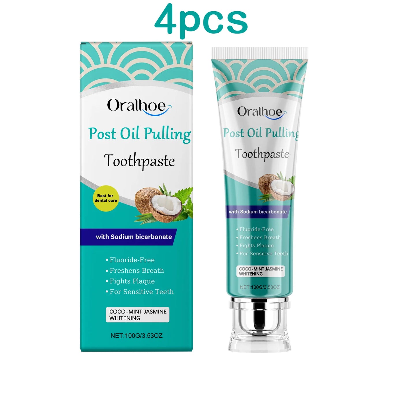 Oralhoe 100g Coconut Oil Whitening Yellow Tooth Toothpaste Fresh Breath Oral Clean Tartar Stain Remove Repair Decay Toothpaste