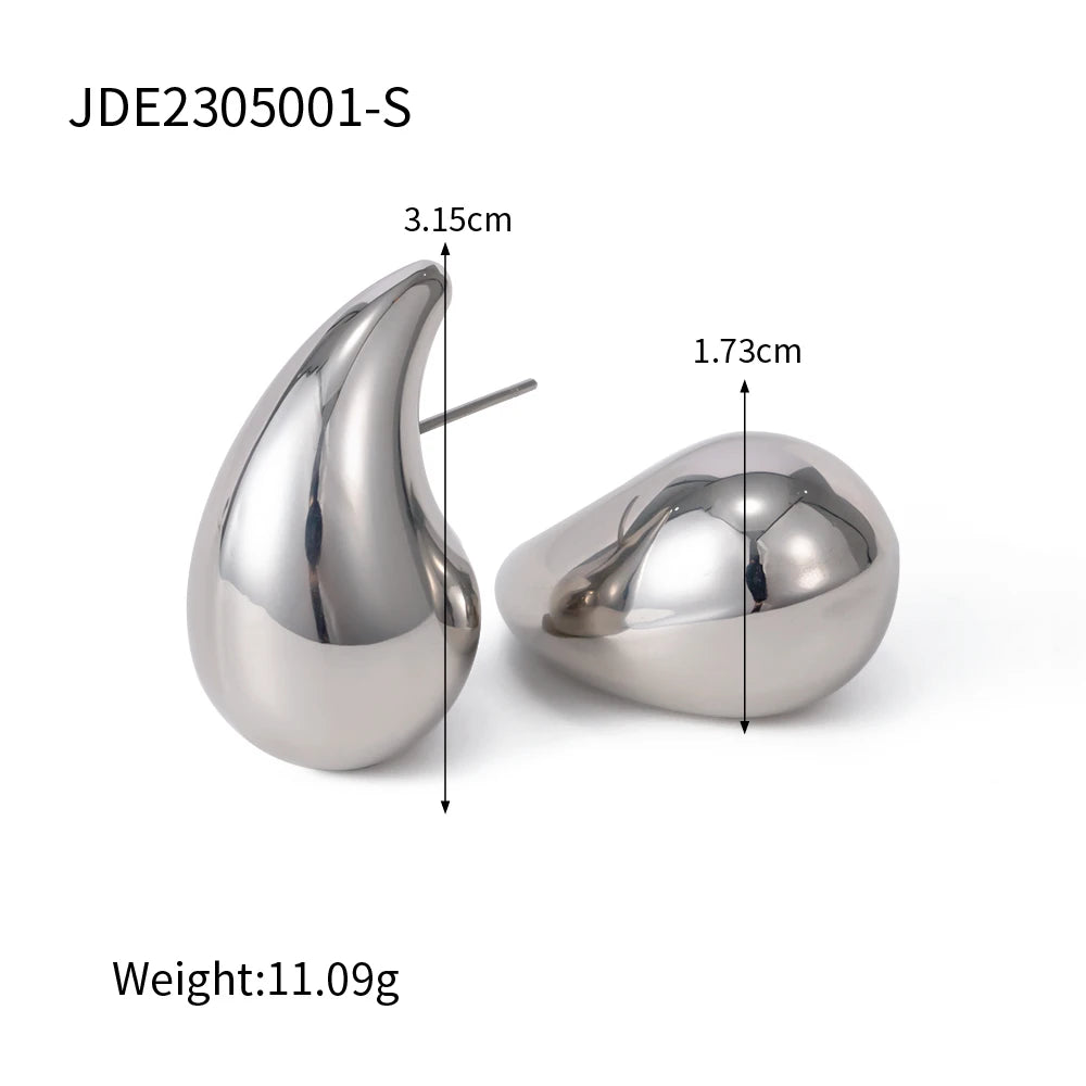 Uworld Stainless Steel Water Drop Big Stud Earrings Chunky Waterdrop Open Hoops Earrings for Women Girls Trendy Jewelry