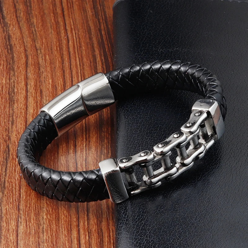 Luxury Accessories Bracelet Men's Fashion Gift Black Genuine Leather Bracelets DIY Combination Wild Handsome Gift