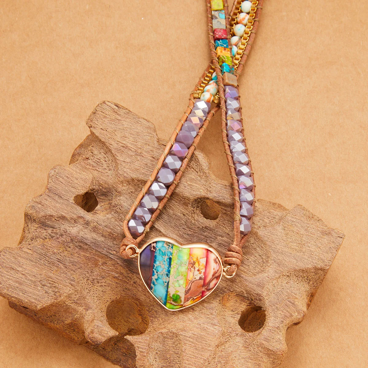 New Fashion Mixed Color Natural Stone Bracelet For Women Men Chakra Heart Wrap Leather Chain Bracelet&Bangle Charm Jewelry