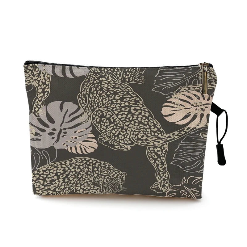 Cosmetic Bag Case Women Makeup Bag Fashion Leopard Print Zebra Striped Teenager Girls Ladies Cosmetics Make Up Pouches Organizer