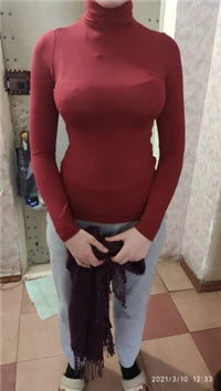 T Shirt Women Turtleneck Spring Top Sexy Elasticity T-Shirt Korean Tee Woman Clothes Slim Tshirt Female Skinny Long Sleeve Tops