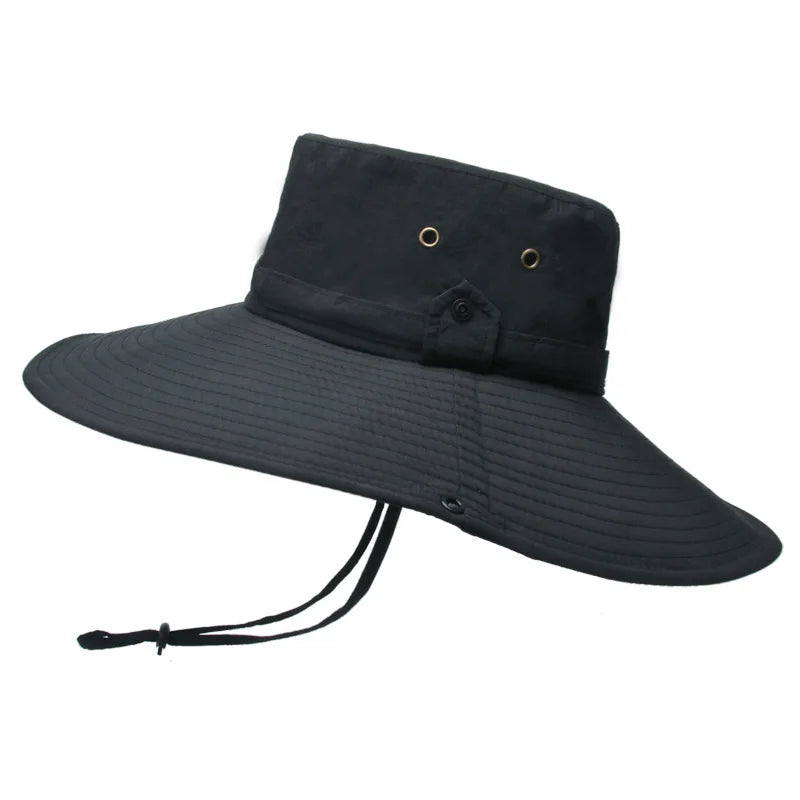 K194 Four Seasons Men's Panama Bucket Basin Sun Hat Sun Protection Hat Big Brim Fashion Outdoor