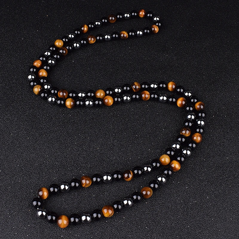 Hematite Obsidian Tiger Eye Beads Necklaces Men Fashion Triple Protection Necklaces Women for Magnetic Health Protection Jewelry