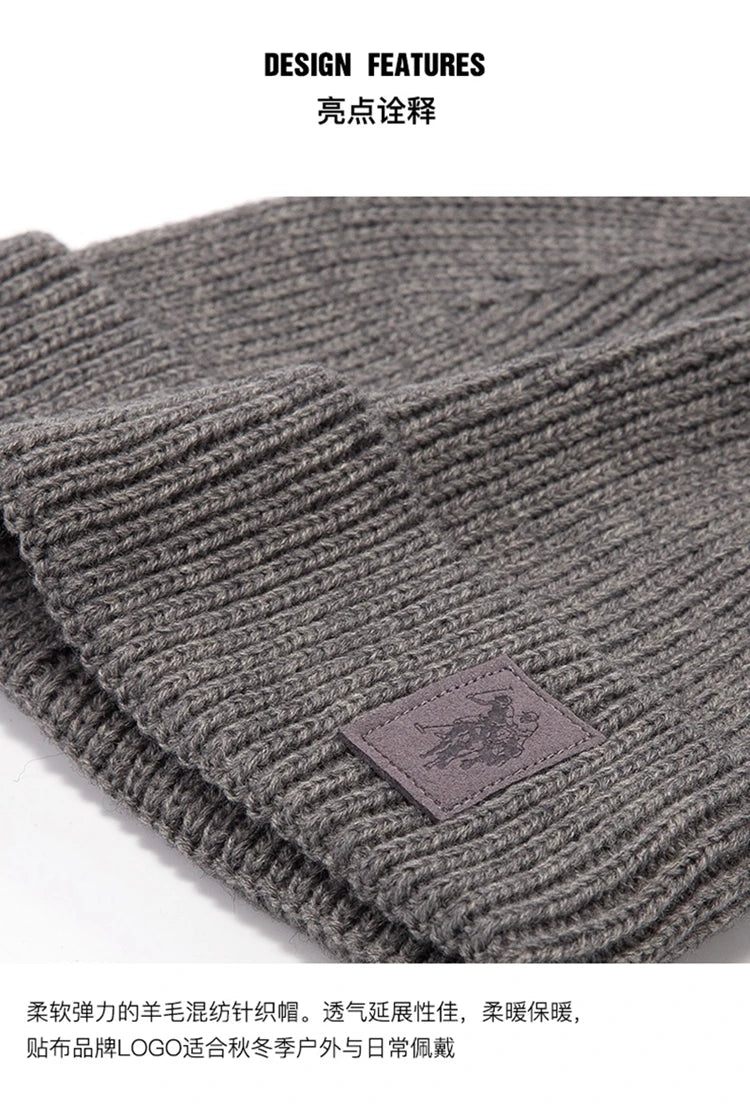U.S.Polo Assn Autumn And Winter Men's And Women's Knitted Hats Warm And Casual All-match Trendy Hip-hop Hats Sports Caps