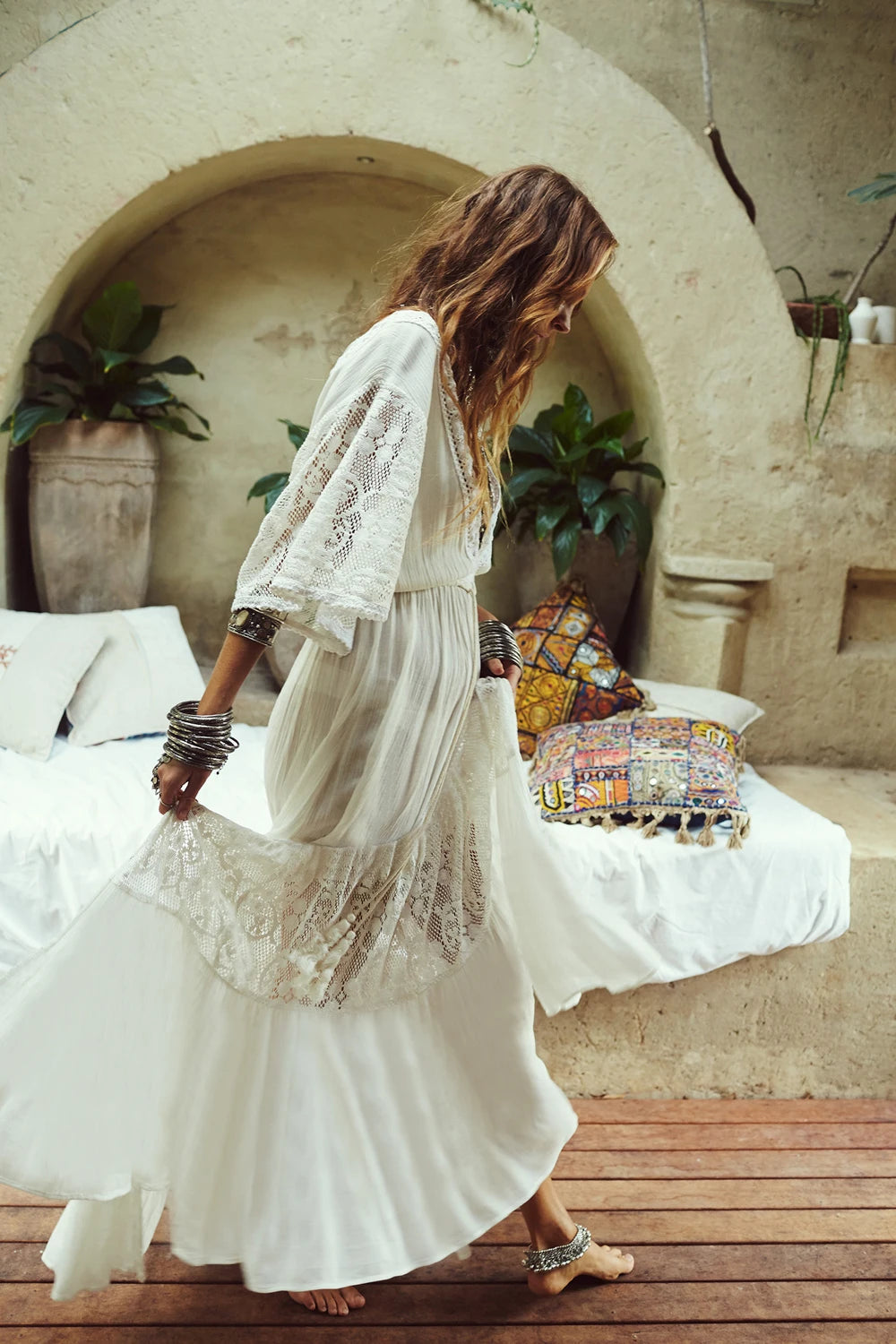 2024 Crochet White Knitted Beach Cover Up Dress Tunic Long Pareos Bikinis Cover Ups Swim Cover Up Robe Plage Beachwear
