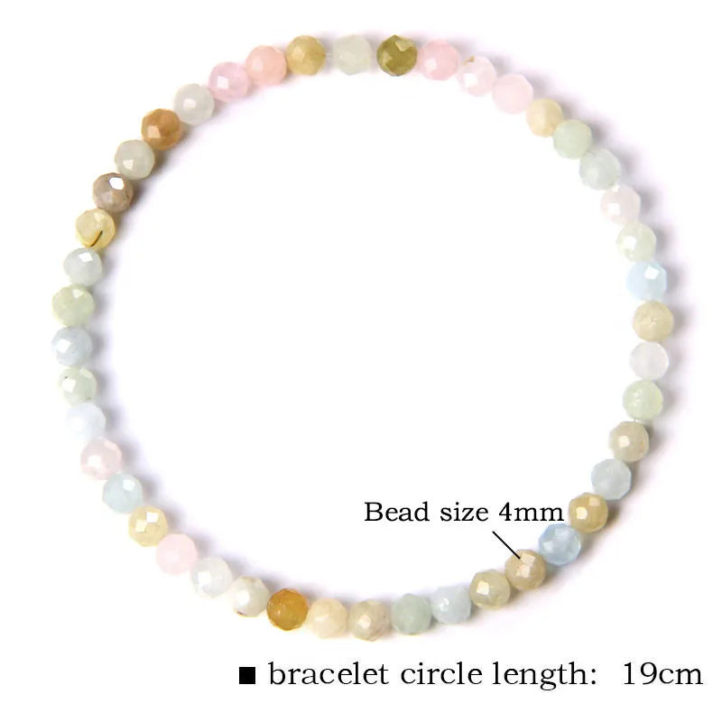 4MM Natural Stone Tourmaline Bracelets For Women Men Crystal Faceted Beaded Bracelet Healing Reiki Handmade Exquisite Jewelry