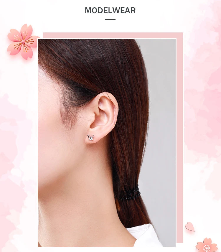 Ailmay Insect 100% 925 Sterling Silver Butterfly Sweet Cute Stud Earrings For Women Girls Anti-allergy Fine Jewelry Gifts