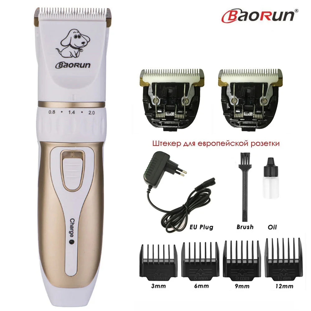 BaoRun P2 P3 Professional Pet Cat Dog Hair Trimmer Rechargeable Animal Grooming Clipper Shaver Dog Hair Cutting Machine Comb Kit