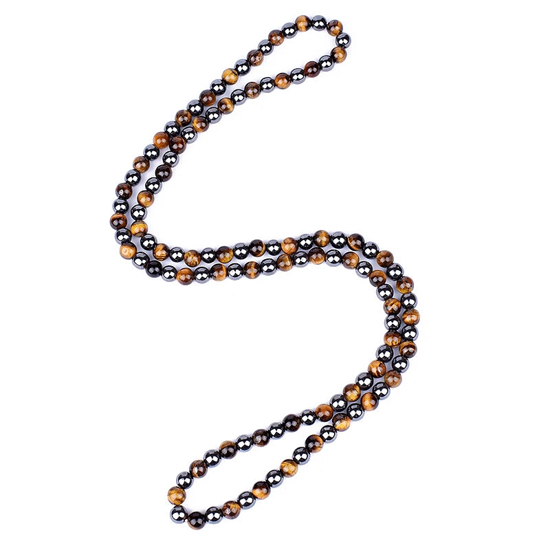 Fashion Tiger Eye Stone Beaded Necklaces Men Meditation Yoga Natural Stone Necklaces for Women New Design Handmade Jewelry Gift