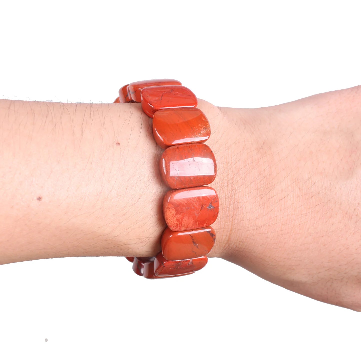 Man Women Natural Stone Bracelets Red Jasper Stone Elastic Rope Bangles & Bracelets Handmade Jewelry Energy Bracelets