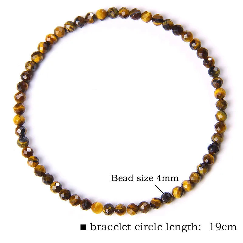 4MM Natural Stone Tourmaline Bracelets For Women Men Crystal Faceted Beaded Bracelet Healing Reiki Handmade Exquisite Jewelry