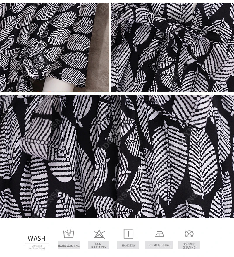 2023 Bikini Cover-ups Black Retro Striped Self Belted Women Summer Clothing Kimono Dress Beach Wear Swim Suit Cover Up Q1225