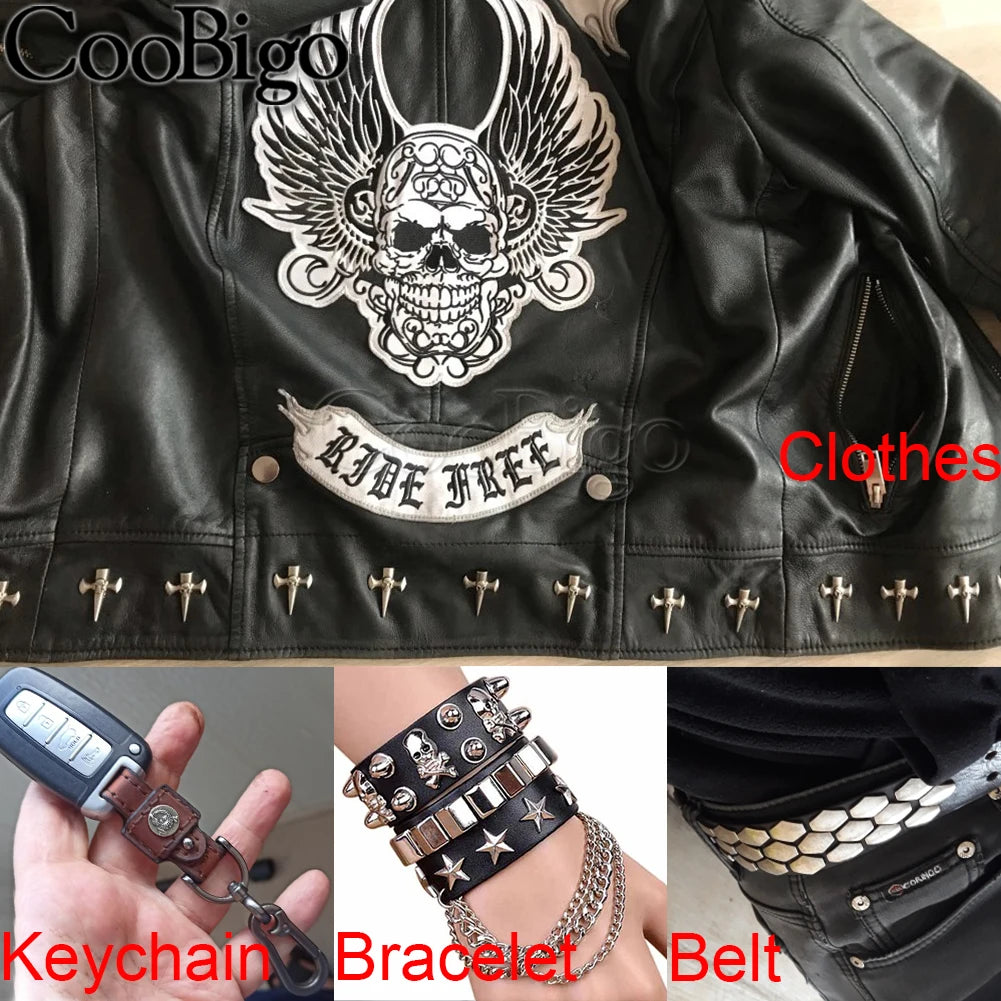 10 Sets Metal Studs Rivets Spike Stylish Riveting Parts for Leather Bag Garment Shoe DIY Craft Accessories Rose Bullet Snowflake