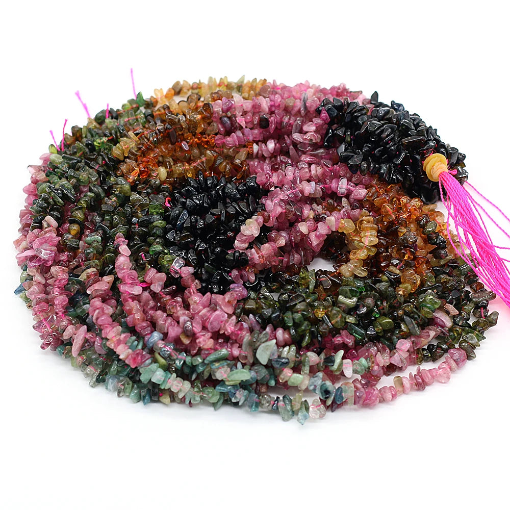 Multicolor Natural Watermelon Rainbow Tourmaline Stone Beads Irregular Gravel Chip Loose Beads DIY Bracelet Jewelry Making 15''