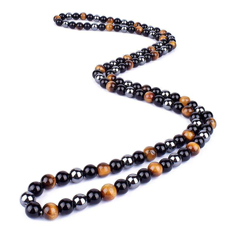 Fashion Tiger Eye Stone Beaded Necklaces Men Meditation Yoga Natural Stone Necklaces for Women New Design Handmade Jewelry Gift