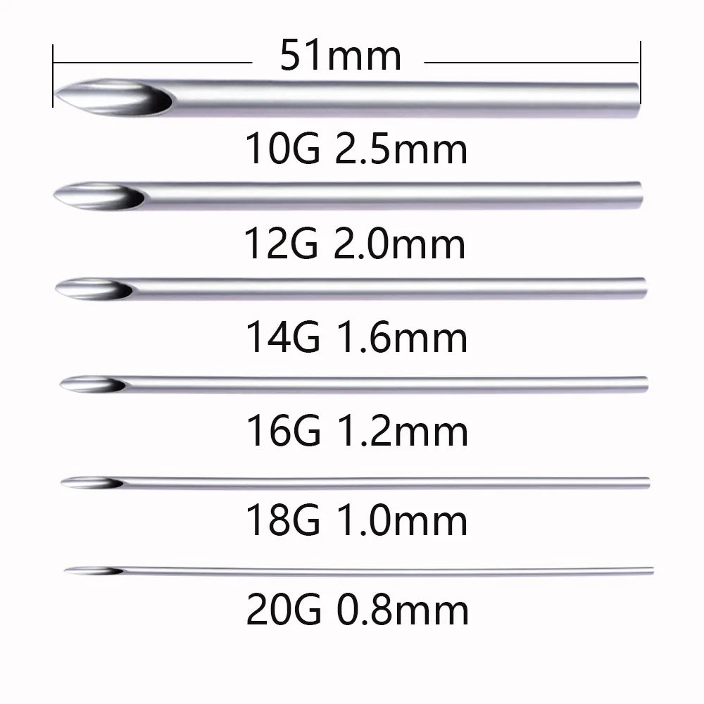 1/3/5Pcs Disposable Body Piercing Needles Medical Needle for Navel Nipple Lip Navel Ring Kit Surgical Steel Tool