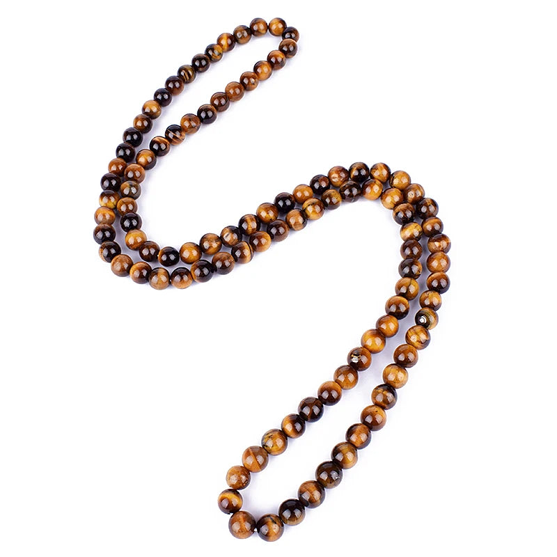 Fashion Tiger Eye Stone Beaded Necklaces Men Meditation Yoga Natural Stone Necklaces for Women New Design Handmade Jewelry Gift