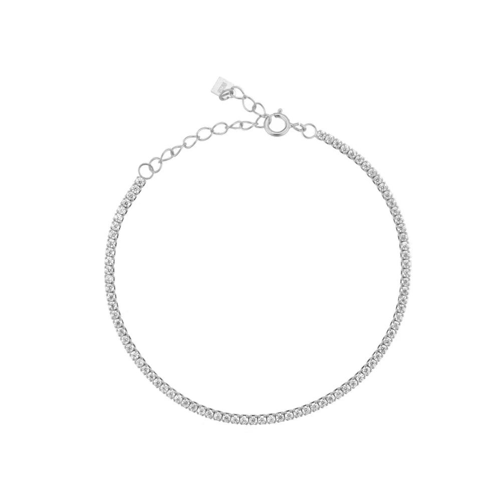 ANDYWEN 925 Sterling Silver Rainbow 1.5mm Tennis Chain Bracelet Luxury CZ Fine Jewelry Wedding Gift Soft Solid Jewelry Gift