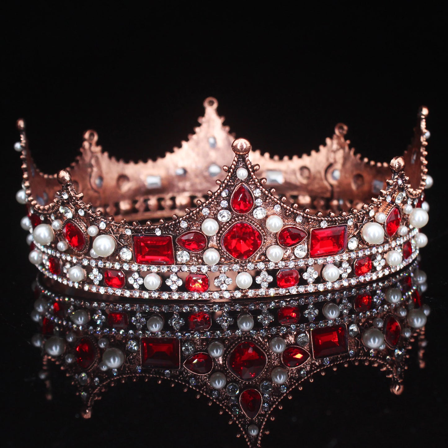 Vintage Baroque Tiara Crown Bride Crystal Queen King Crown Wedding Hair Jewelry Accessories Women Men Pageant Prom Headpiece