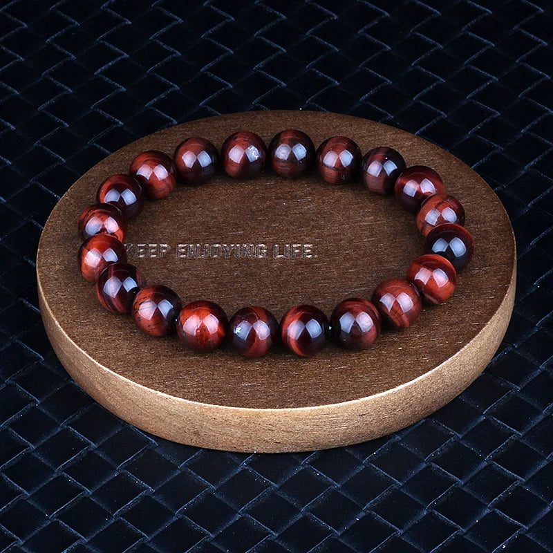 Lightning Red Tiger Eye Bracelets Men 6/8/10/12mm Natural Energy Stone Hematite Round Beads Bracelets for Women Jewelry Pulsera