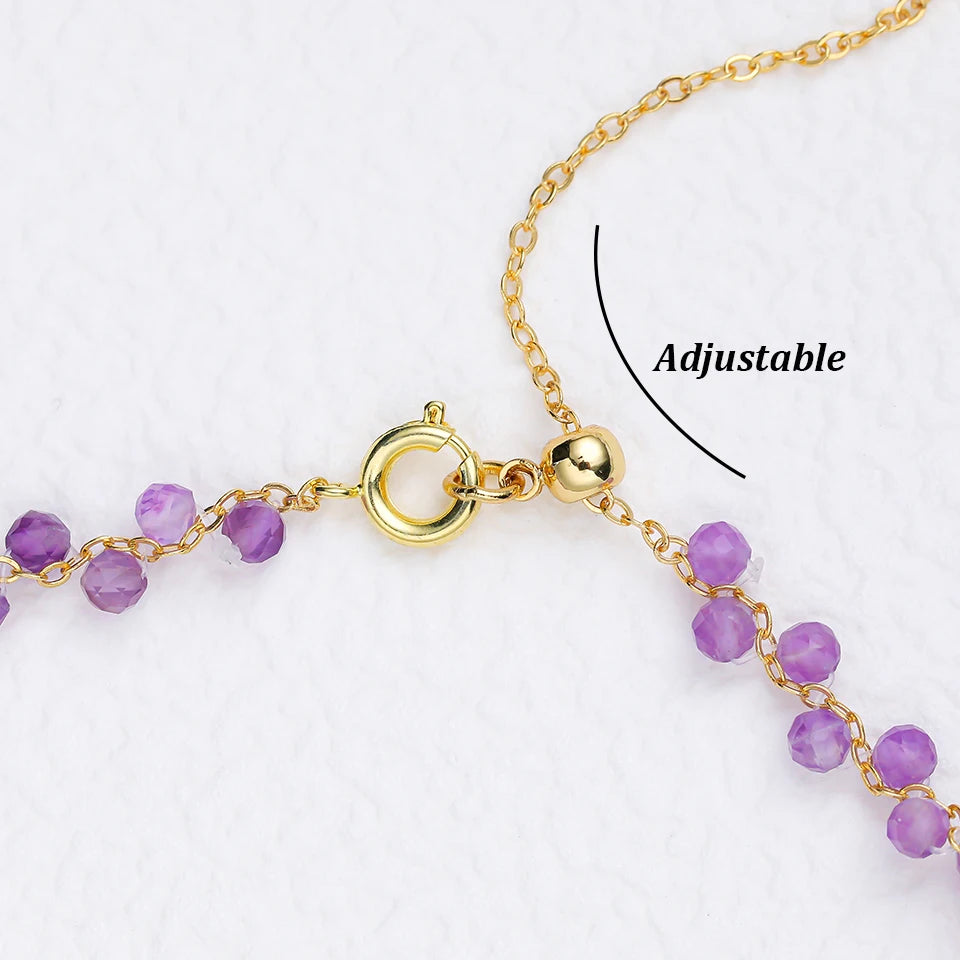 3MM Natural Stone Tourmaline Bracelet on Hand For Women Jewelry Party Wedding Luxury Gift Amethyst Handmade Adjustable Bangle
