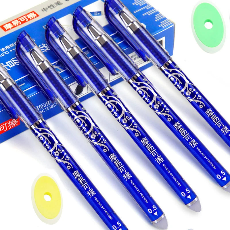12pcs/box Luxury Erasable Pen Set 0.5mm Blue Black Ink Gel Pen For School Supplies Student Writing Exam Stationery Pens