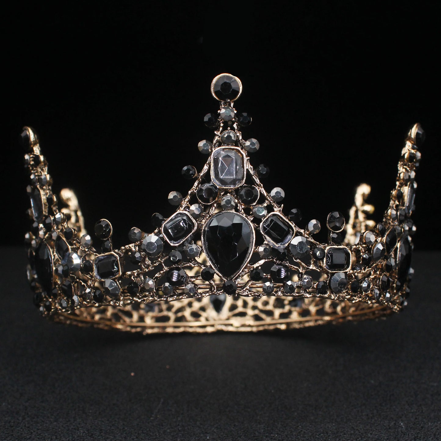 Vintage Baroque Tiara Crown Bride Crystal Queen King Crown Wedding Hair Jewelry Accessories Women Men Pageant Prom Headpiece