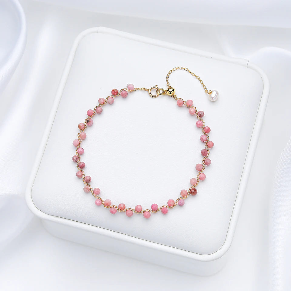 3MM Natural Stone Tourmaline Bracelet on Hand For Women Jewelry Party Wedding Luxury Gift Amethyst Handmade Adjustable Bangle