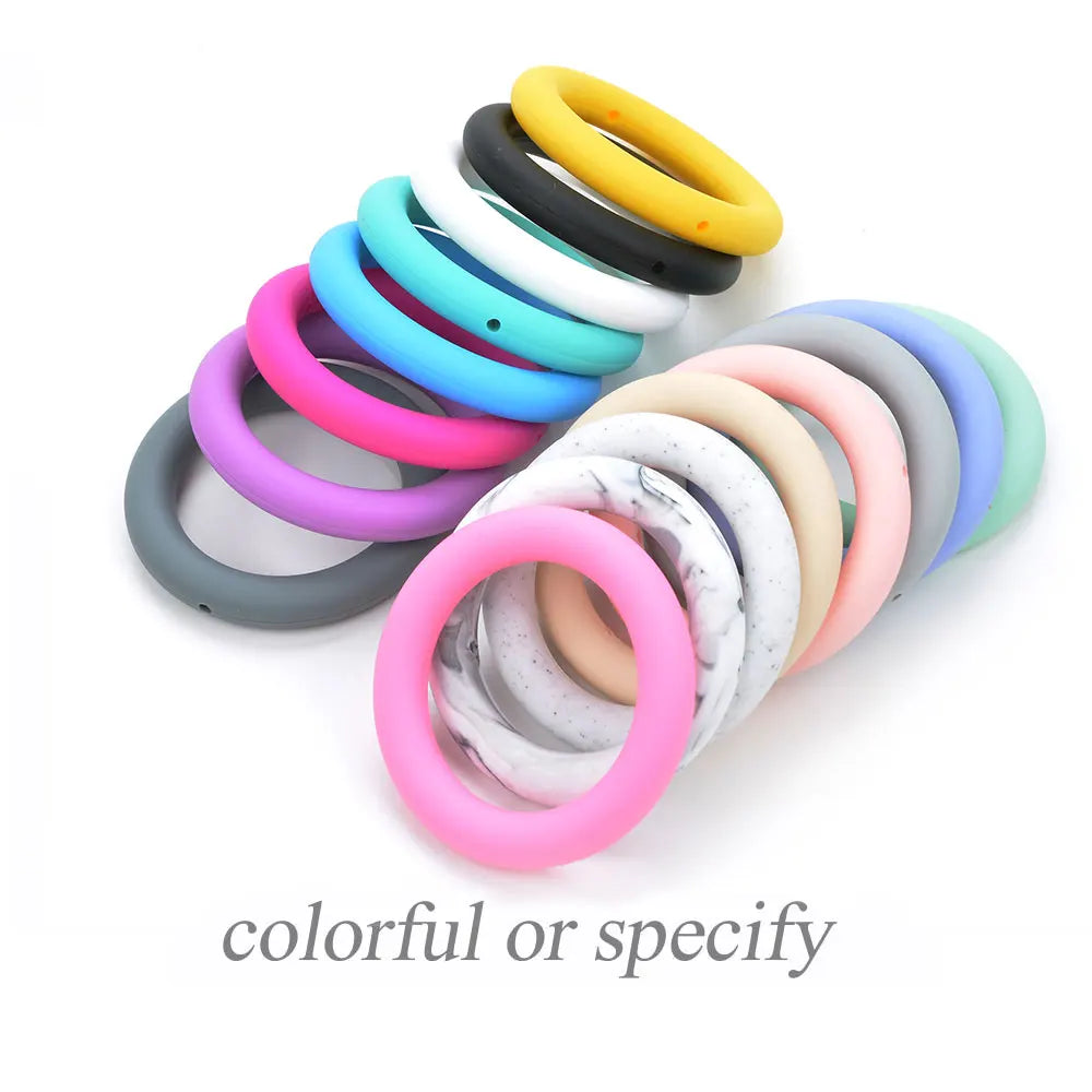 LOFCA 3pcs Silicone Beads Round 65mm Round Ring pendant Food Grade BPA Free High Quality Silicone Necklace Jewelry Accessories