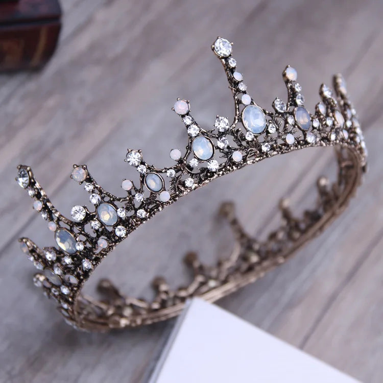 Vintage Baroque Tiara Crown Bride Crystal Queen King Crown Wedding Hair Jewelry Accessories Women Men Pageant Prom Headpiece