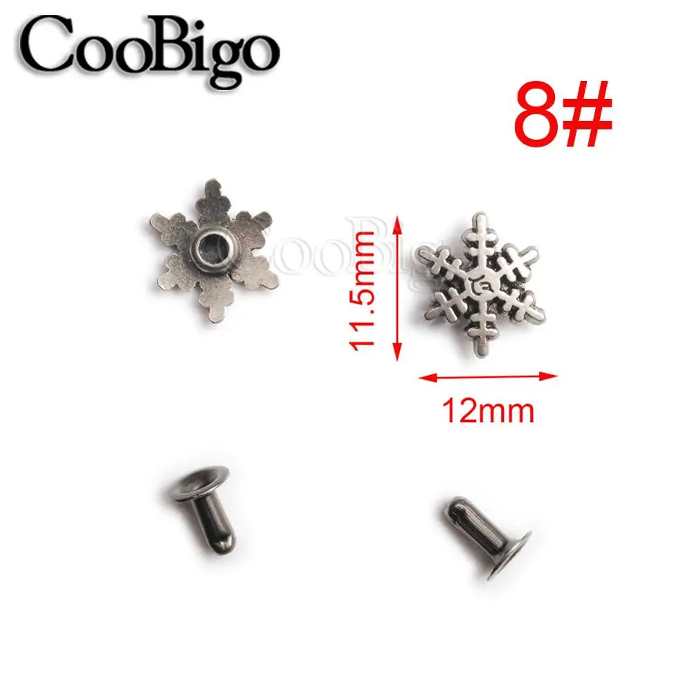 10 Sets Metal Studs Rivets Spike Stylish Riveting Parts for Leather Bag Garment Shoe DIY Craft Accessories Rose Bullet Snowflake