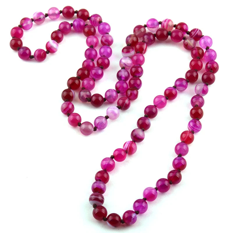 Free Shipping Fashion Jewelry Onyx Semi Precious Stones Bead long Knotted Necklace