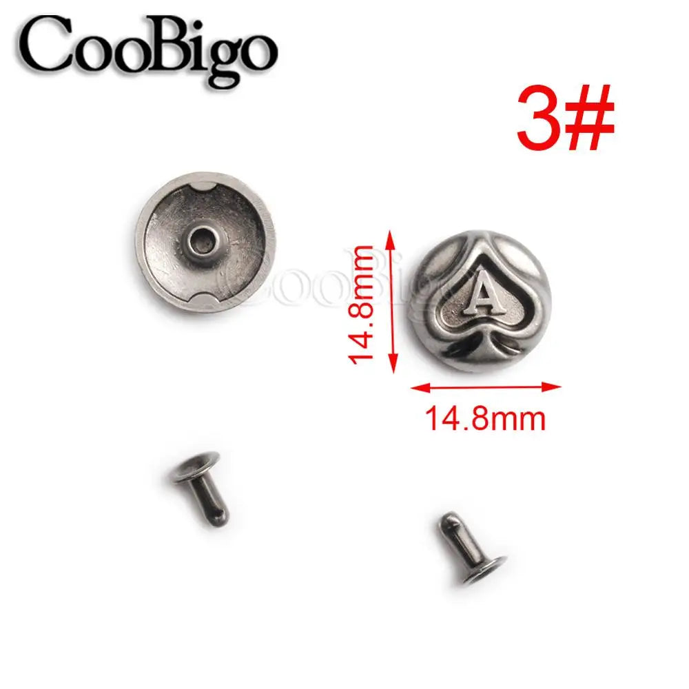 10 Sets Metal Studs Rivets Spike Stylish Riveting Parts for Leather Bag Garment Shoe DIY Craft Accessories Rose Bullet Snowflake