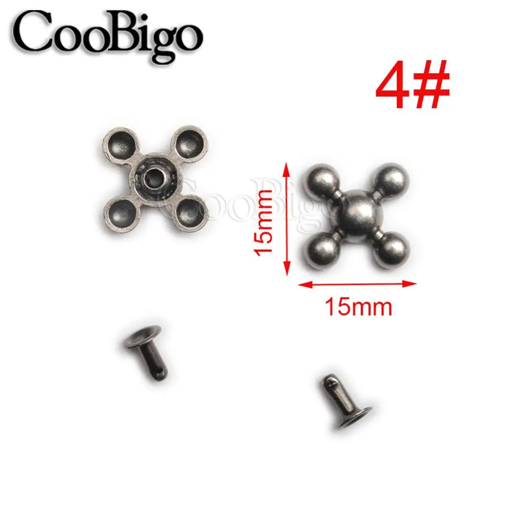 10 Sets Metal Studs Rivets Spike Stylish Riveting Parts for Leather Bag Garment Shoe DIY Craft Accessories Rose Bullet Snowflake