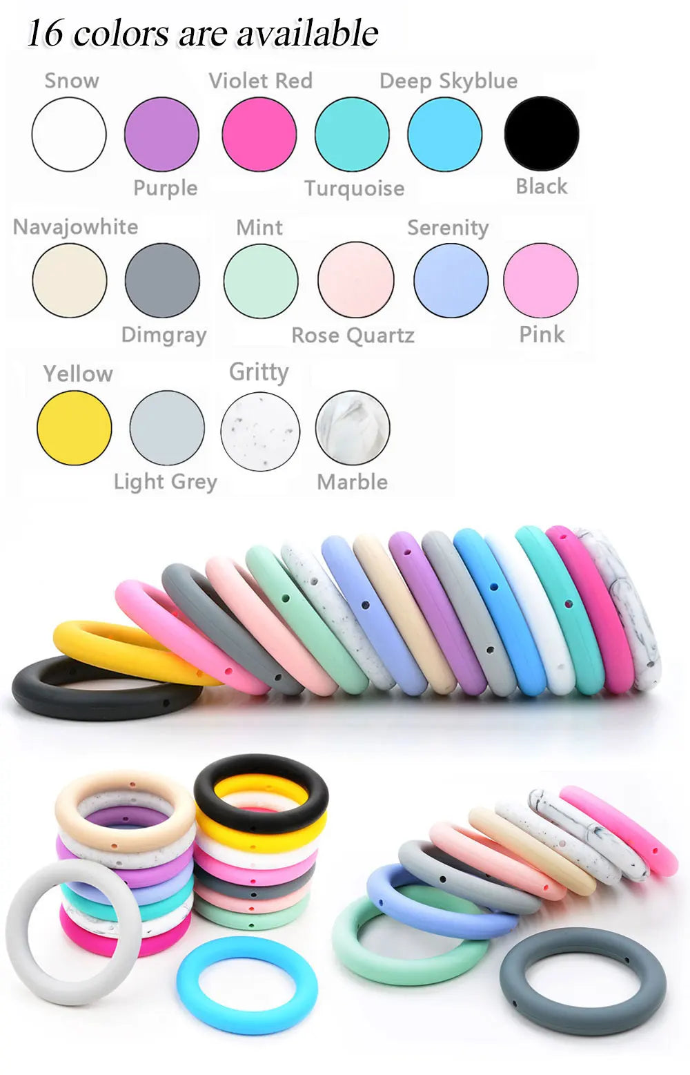 LOFCA 3pcs Silicone Beads Round 65mm Round Ring pendant Food Grade BPA Free High Quality Silicone Necklace Jewelry Accessories