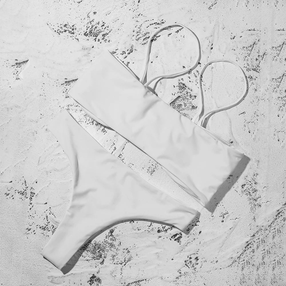 ZTVitality Sexy Solid Bow Bikinis Push Up Bikini 2021 Straps Padded Low Waist Swimsuit Bandage Swimwear Women Brazilian Biquini