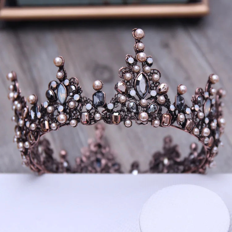 Vintage Baroque Tiara Crown Bride Crystal Queen King Crown Wedding Hair Jewelry Accessories Women Men Pageant Prom Headpiece