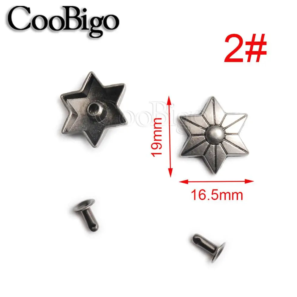 10 Sets Metal Studs Rivets Spike Stylish Riveting Parts for Leather Bag Garment Shoe DIY Craft Accessories Rose Bullet Snowflake