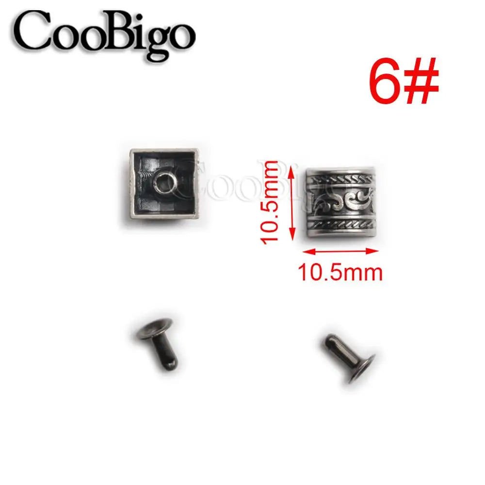 10 Sets Metal Studs Rivets Spike Stylish Riveting Parts for Leather Bag Garment Shoe DIY Craft Accessories Rose Bullet Snowflake