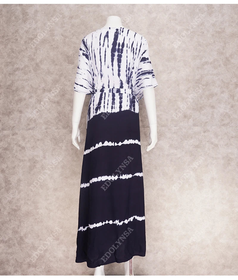 2023 Bikini Cover-ups Black Retro Striped Self Belted Women Summer Clothing Kimono Dress Beach Wear Swim Suit Cover Up Q1225