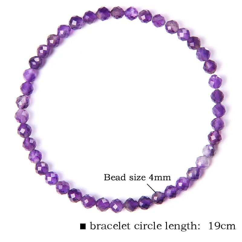 4MM Natural Stone Tourmaline Bracelets For Women Men Crystal Faceted Beaded Bracelet Healing Reiki Handmade Exquisite Jewelry
