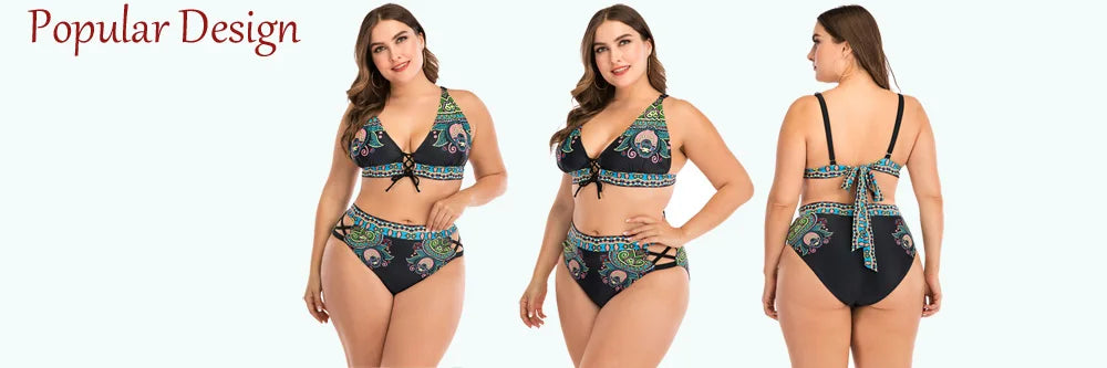 2023 Push Up Bikinis Set Women Swimwear Plus Size High Waist Swimsuit Larges Big Plussize Swimming Suits Bathing Beachwear New