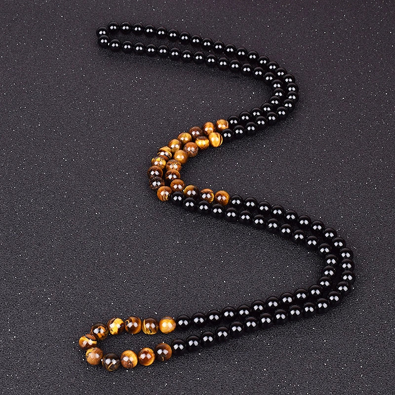 Fashion Tiger Eye Stone Beaded Necklaces Men Meditation Yoga Natural Stone Necklaces for Women New Design Handmade Jewelry Gift