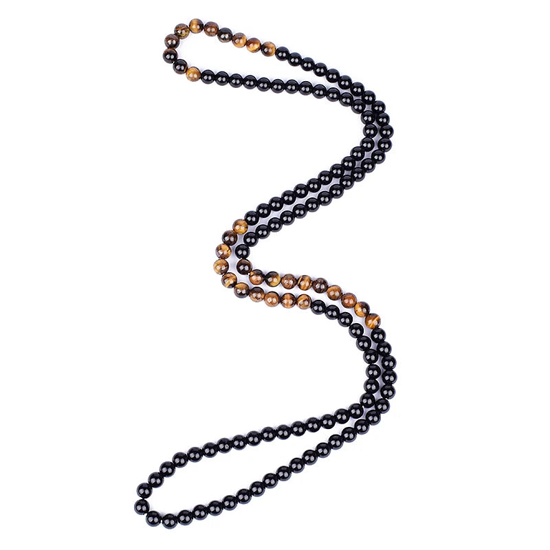 Fashion Tiger Eye Stone Beaded Necklaces Men Meditation Yoga Natural Stone Necklaces for Women New Design Handmade Jewelry Gift