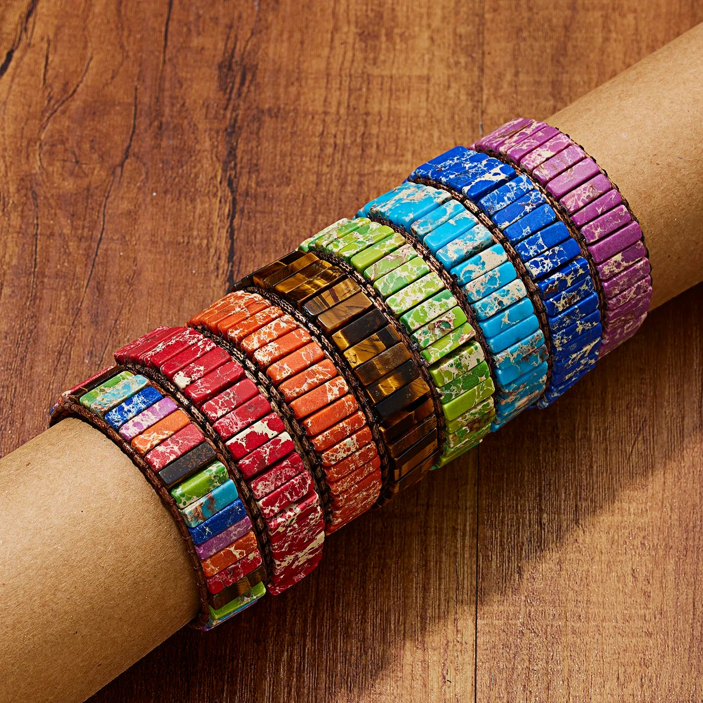 New Fashion Mixed Color Natural Stone Bracelet For Women Men Chakra Heart Wrap Leather Chain Bracelet&Bangle Charm Jewelry