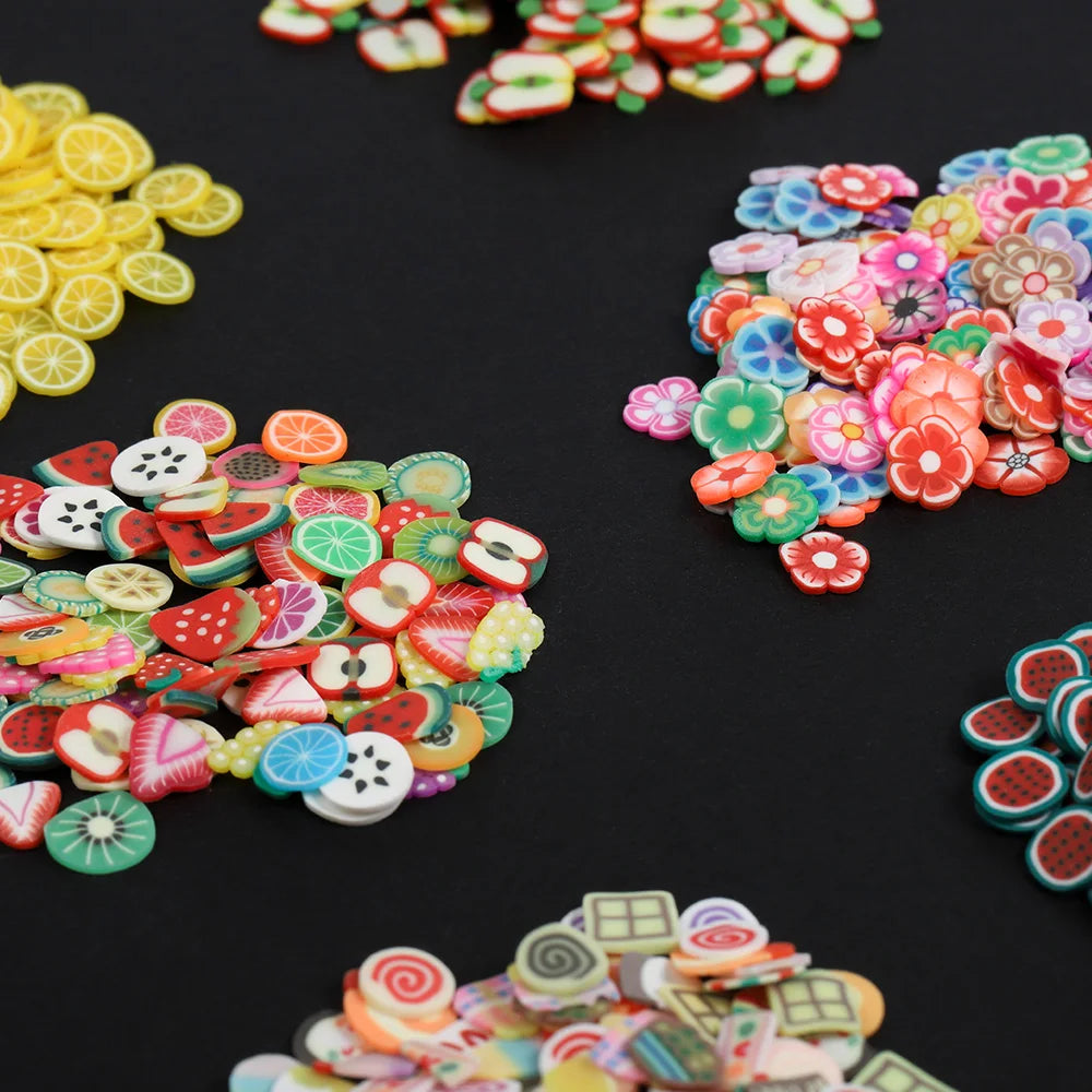 1000pcs 2000pcs Mix Fruit Soft Clay Slime Animal Flower Slice Resin Filler for Nail Art Epoxy Mold DIY Craft Making Wholesale